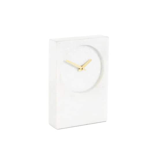 9" White Marble Rectangular Clock